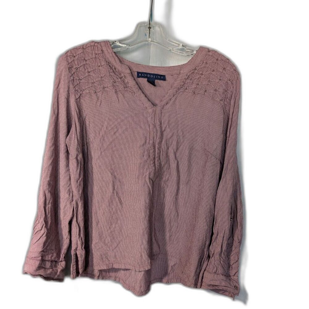 Bandolino Distressed Stripe V-Neck Tunic Blouse | Coastal Gran Boho